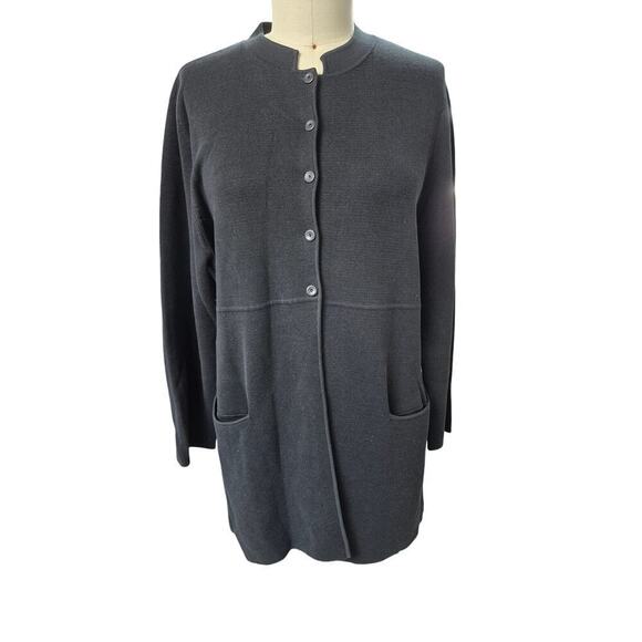 Eileen Fisher Black Silk Blend Long Cardigan Sweater Sz 1X - Picture 1 of 5